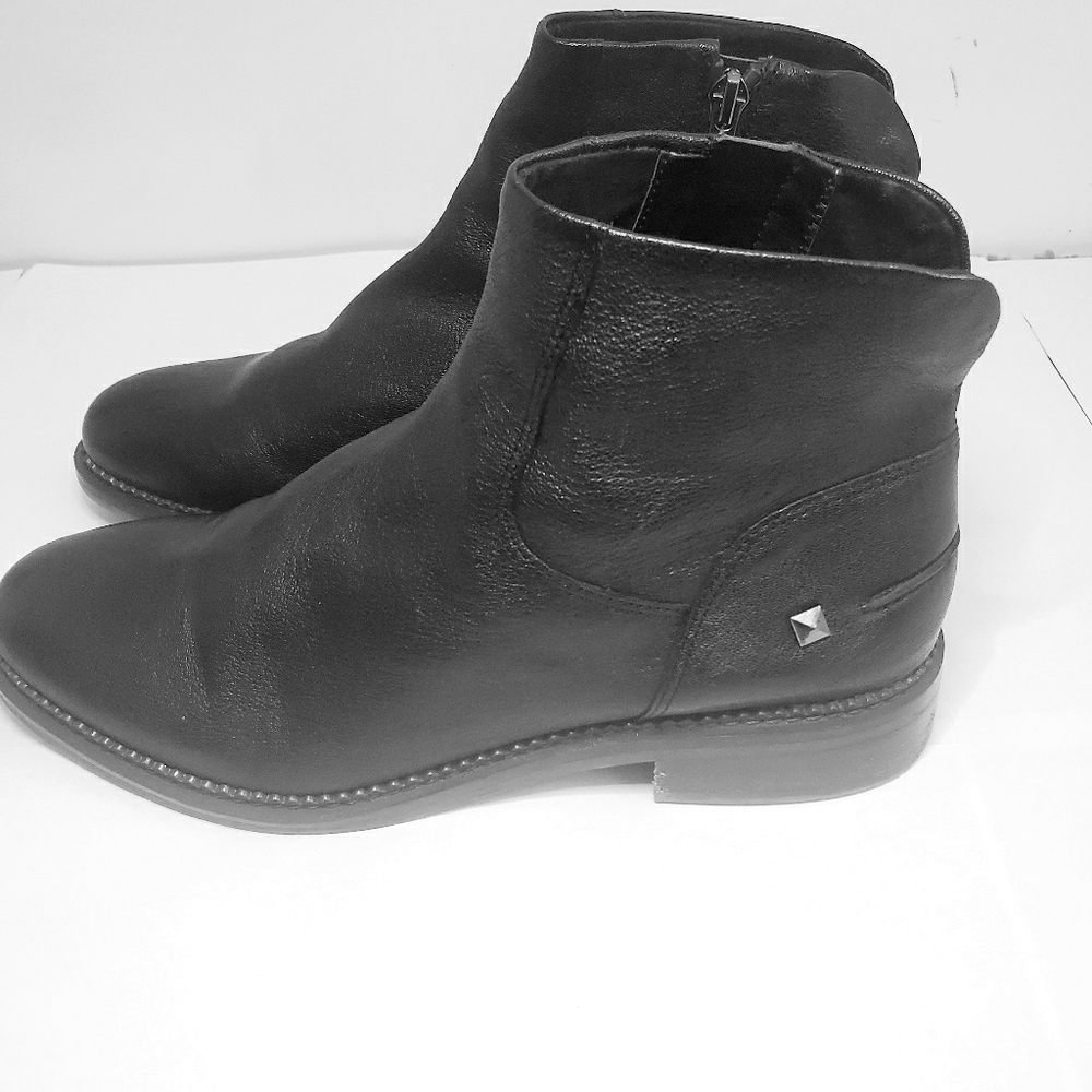 Black leather ankle boots